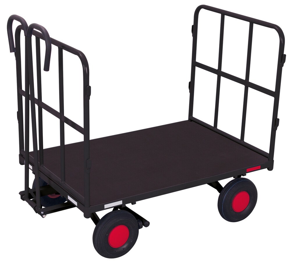 Hand platform trolley with 2 tubular grid side walls Hand platform trolley with 2 tubular grid side walls
