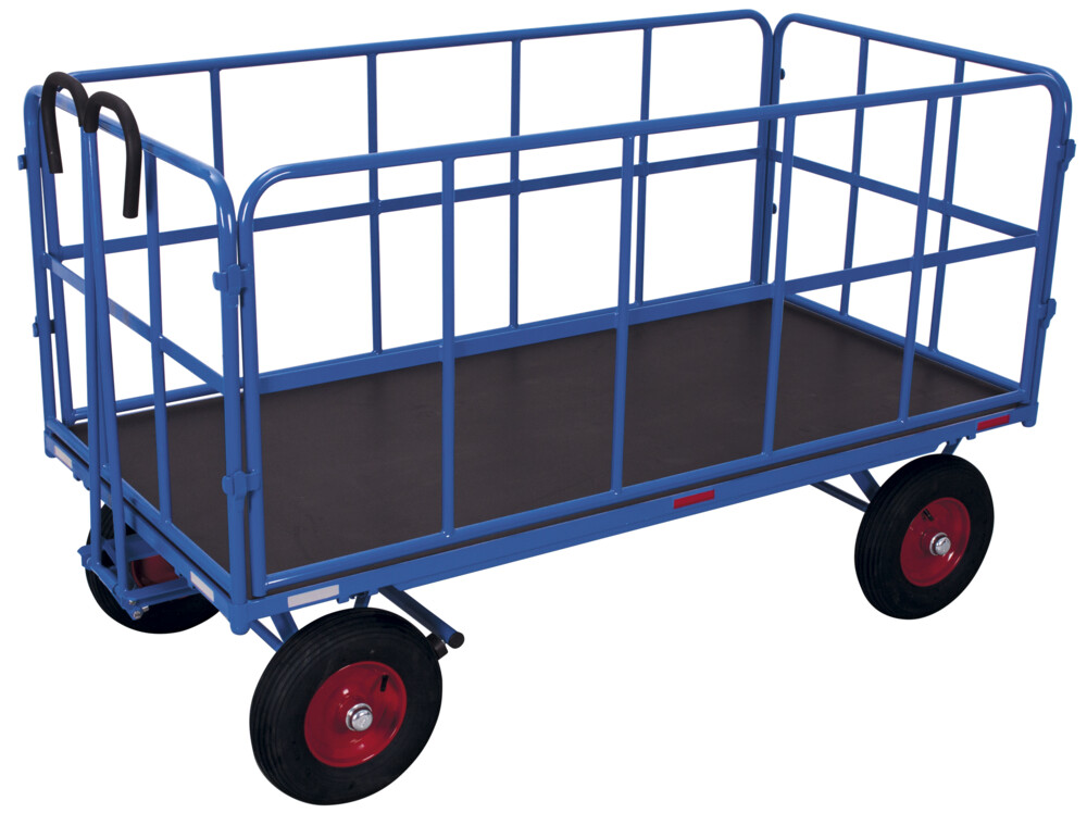 Hand platform trolley with 4 tubular grid side walls