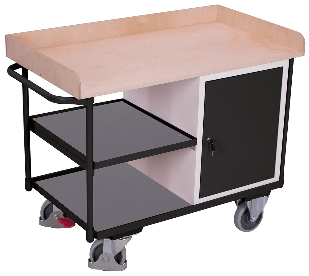 Workshop trolley with 3 load surfaces