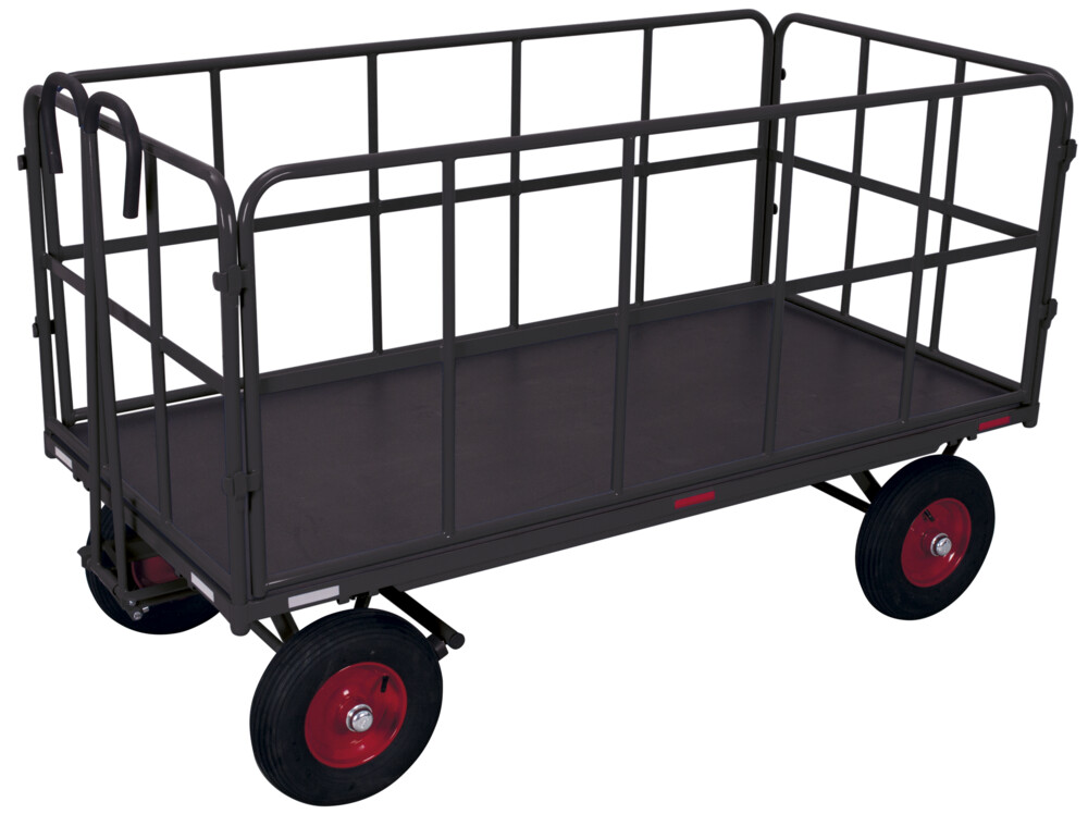 Hand platform trolley with 4 tubular grid side walls Hand platform trolley with 4 tubular grid side walls