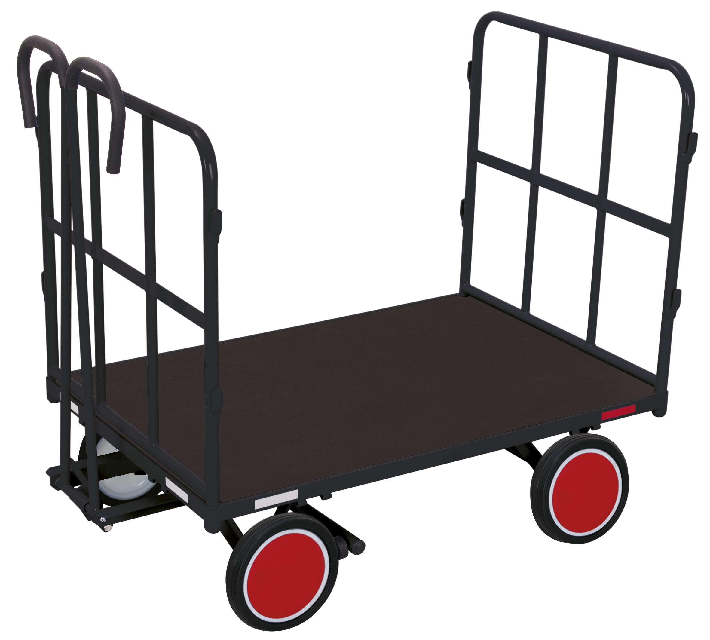 Hand platform trolley with 2 tubular grid side walls Hand platform trolley with 2 tubular grid side walls