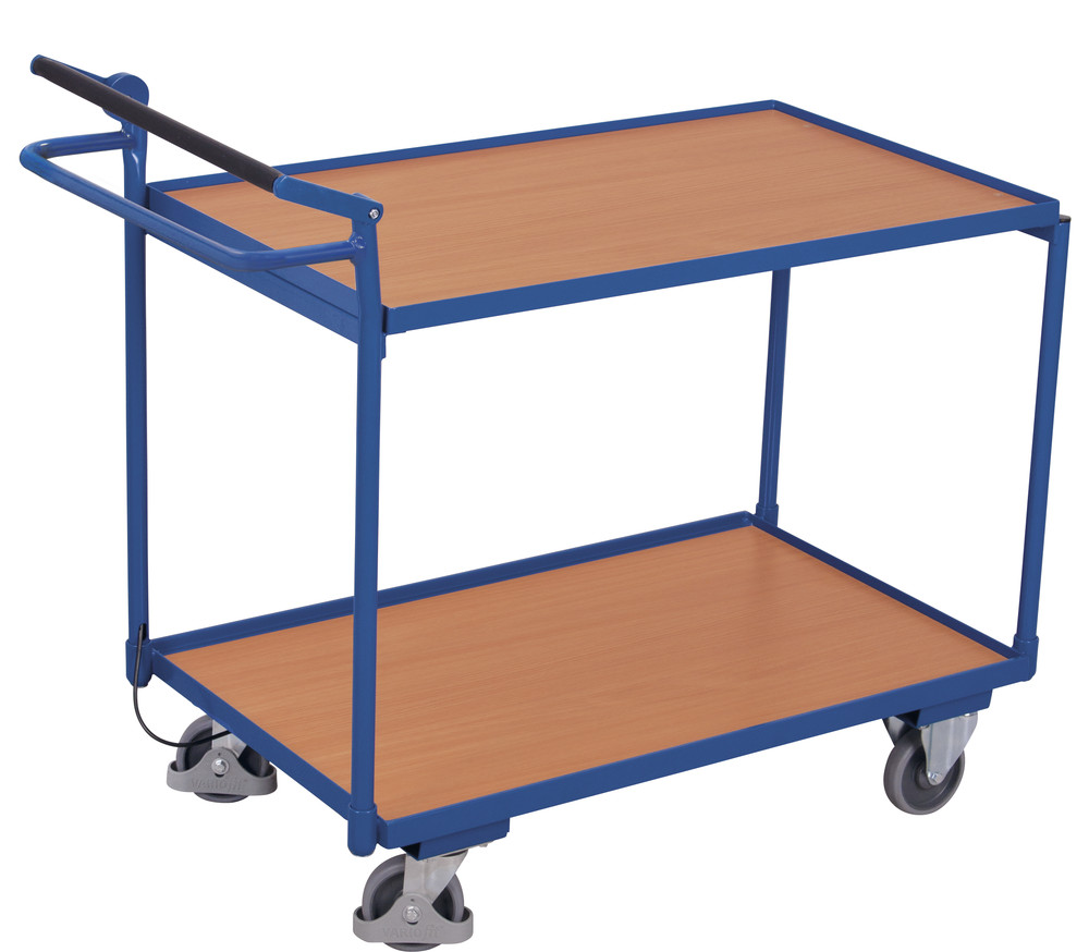Chariot à 2 étagères avec système de blocage et de déblocage Chariot à 2 étagères avec système de blocage et de déblocage