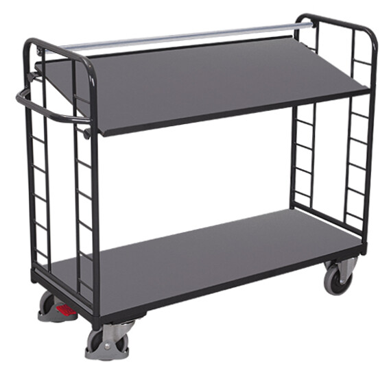 Shelf trolley with 2 wooden shelves Shelf trolley with 2 wooden shelves