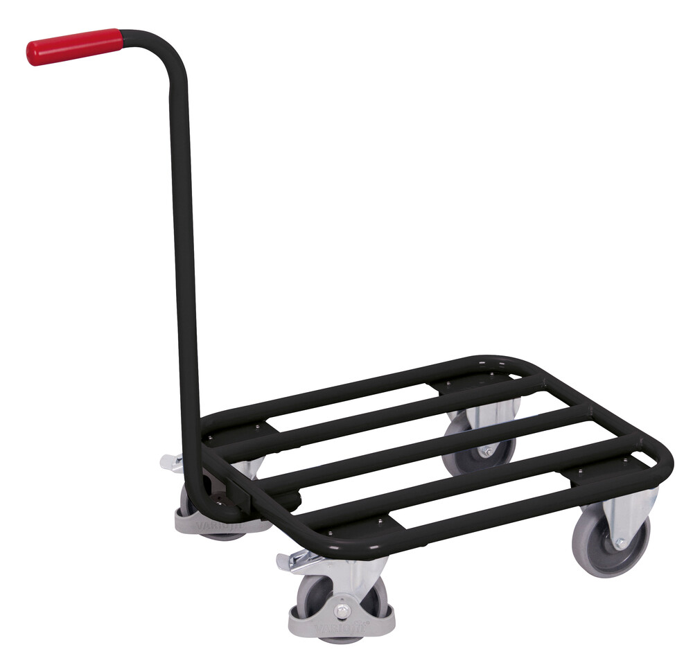 Push-handle dolly with tubular steel load surface Push-handle dolly with tubular steel load surface