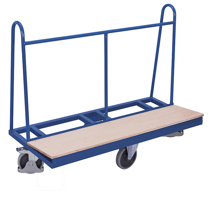 Sheet-material trolley with rhombic layout