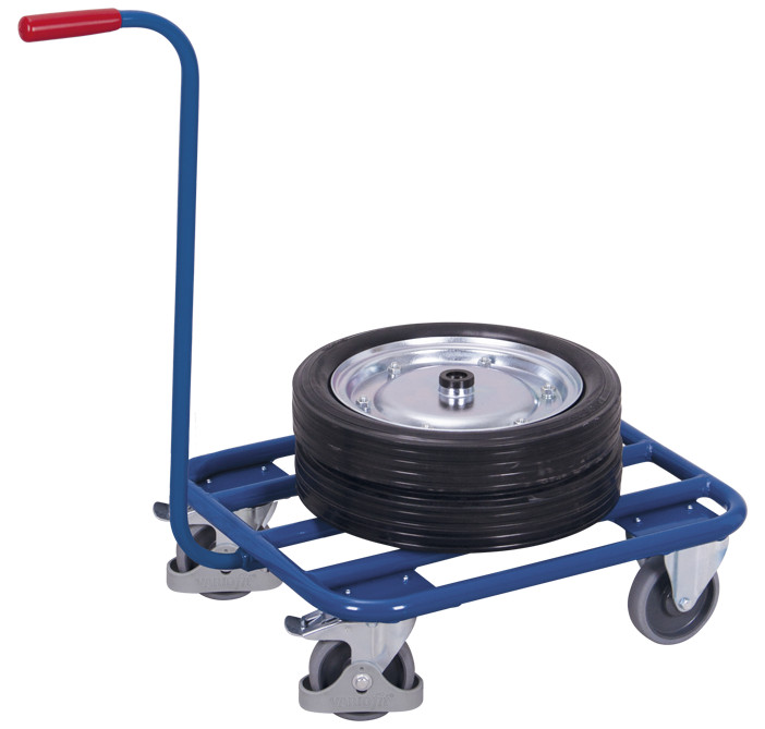 Push-handle dolly with tubular steel load surface Push-handle dolly with tubular steel load surface