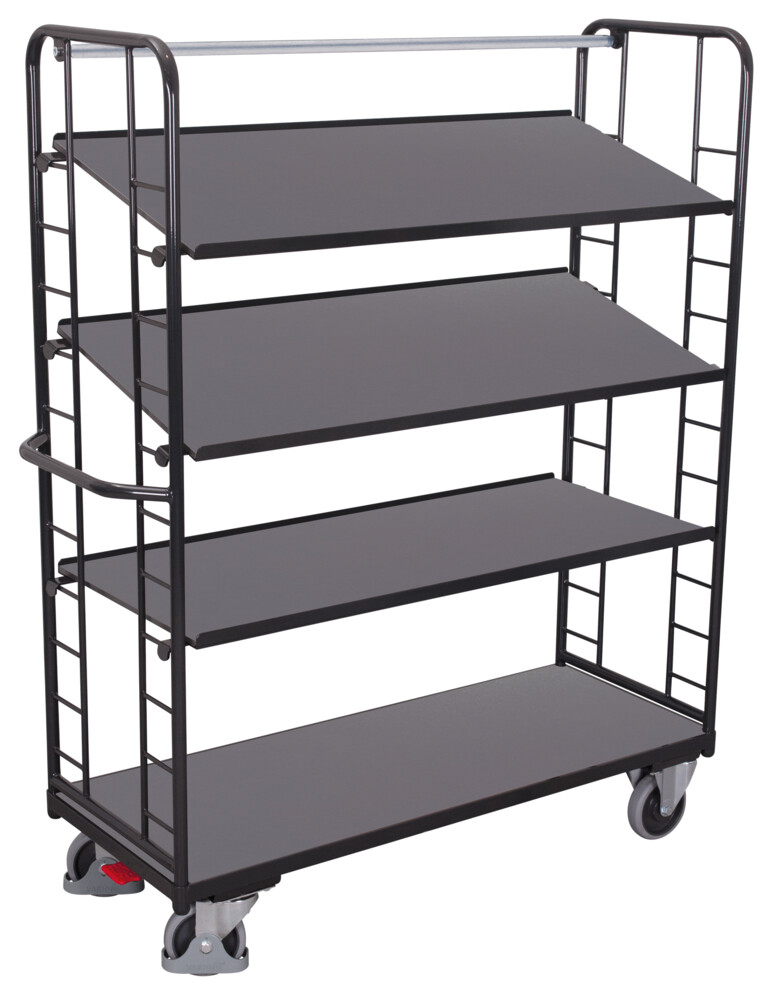 Shelf trolley with 4 wooden shelves Shelf trolley with 4 wooden shelves