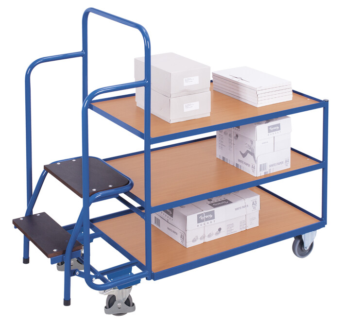 Order-picking trolley with 3 shelves, low