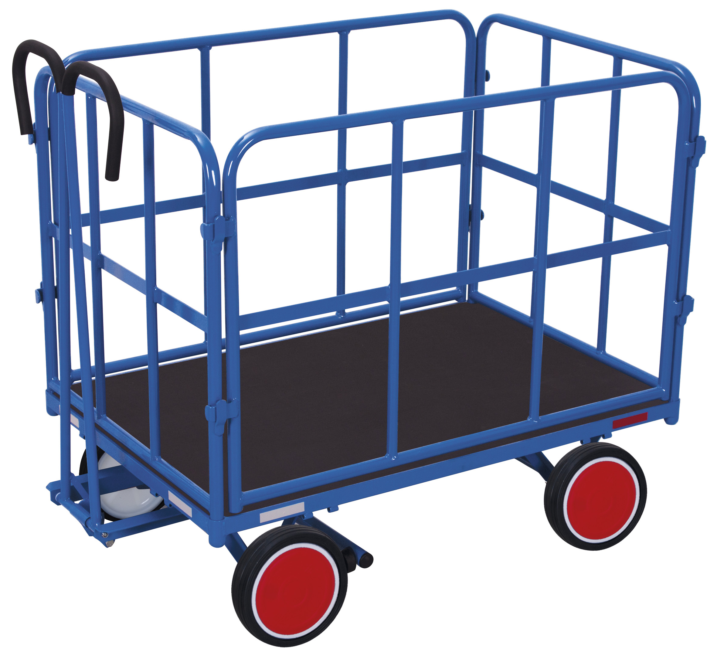 Hand platform trolley with 4 tubular grid side walls Hand platform trolley with 4 tubular grid side walls