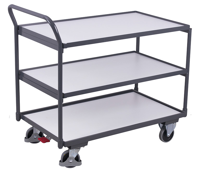 ESD table trolley with 3 load surfaces