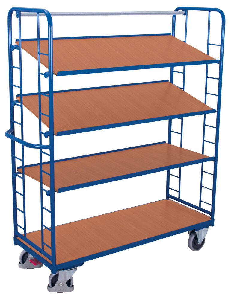 Shelf trolley with 4 wooden shelves Shelf trolley with 4 wooden shelves