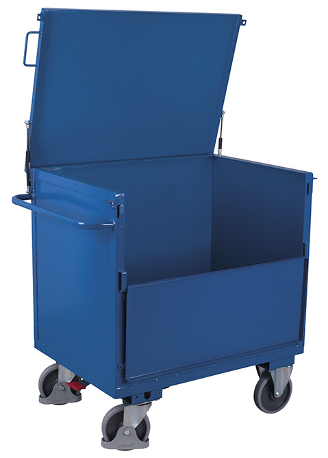 Steel box trolley with lid, welded Steel box trolley with lid, welded