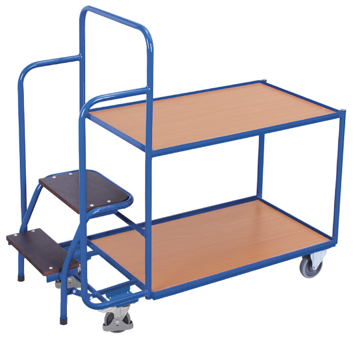 Chariot préparateur de commandes avec 2 plateaux, bas