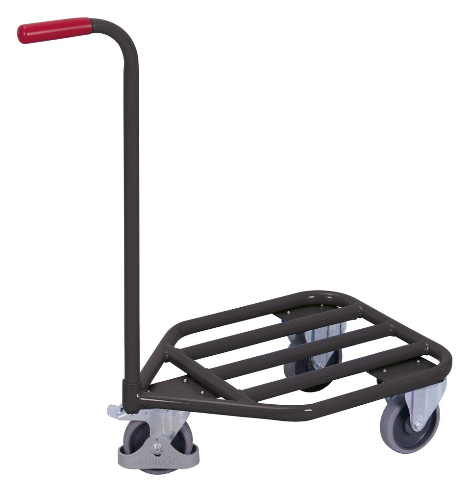 Push-handle dolly with tubular steel load surface Push-handle dolly with tubular steel load surface