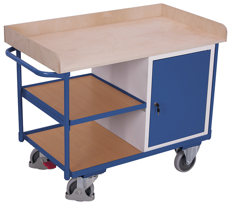 Workshop trolley with 3 load surfaces