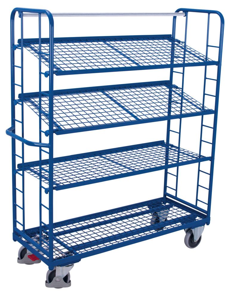 Shelf trolley with 4 mesh shelves Shelf trolley with 4 mesh shelves