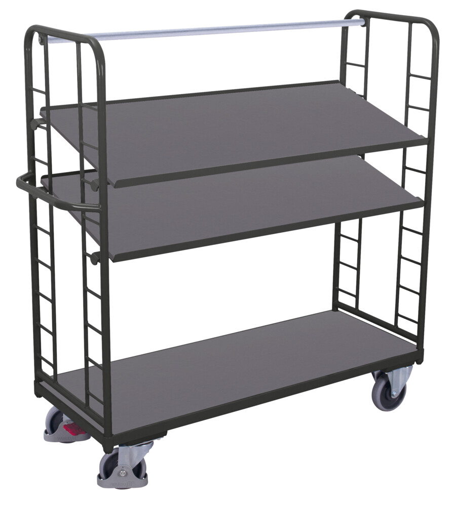 Shelf trolley with 3 wooden shelves Shelf trolley with 3 wooden shelves