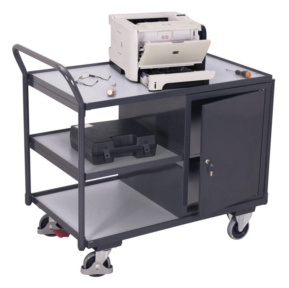 ESD workshop trolley with 3 load surfaces ESD workshop trolley with 3 load surfaces