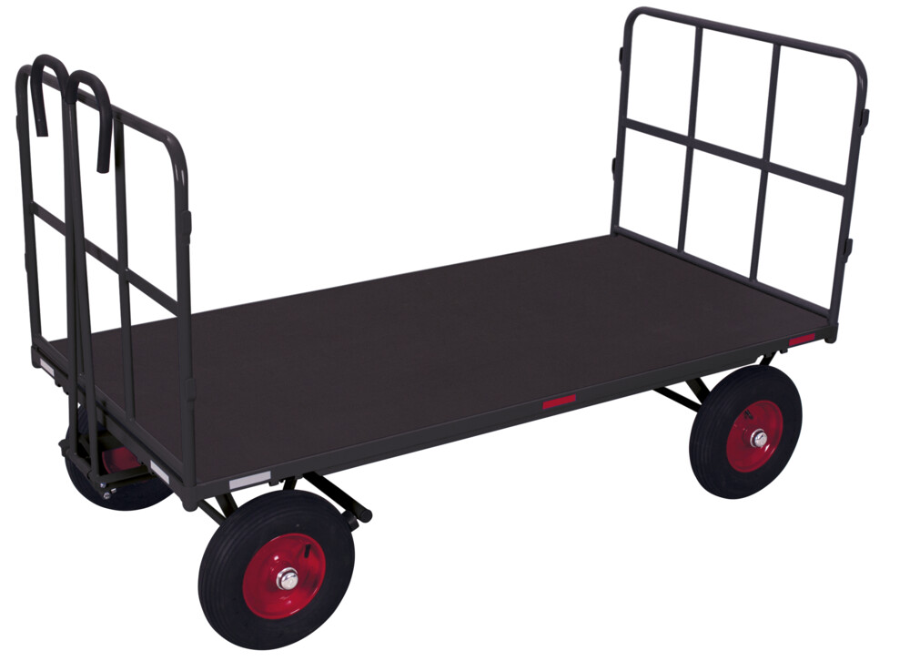 Hand platform trolley with 2 tubular grid side walls Hand platform trolley with 2 tubular grid side walls