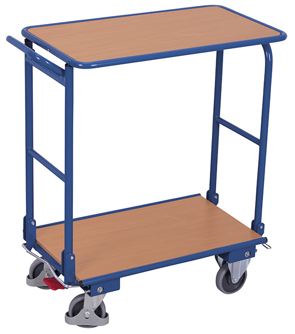 Folding push bar trolley with 2 shelves Folding push bar trolley with 2 shelves