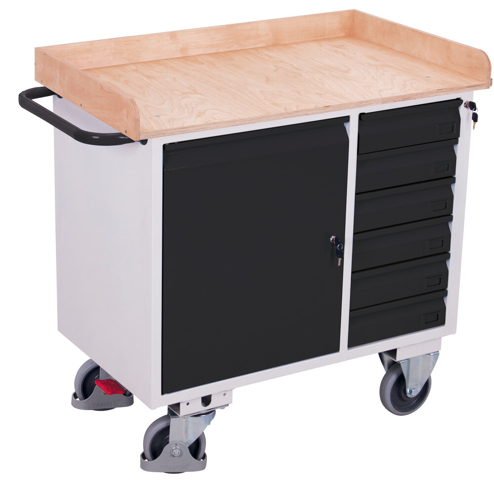 Workshop trolley with 6 drawers and edge Workshop trolley with 6 drawers and edge