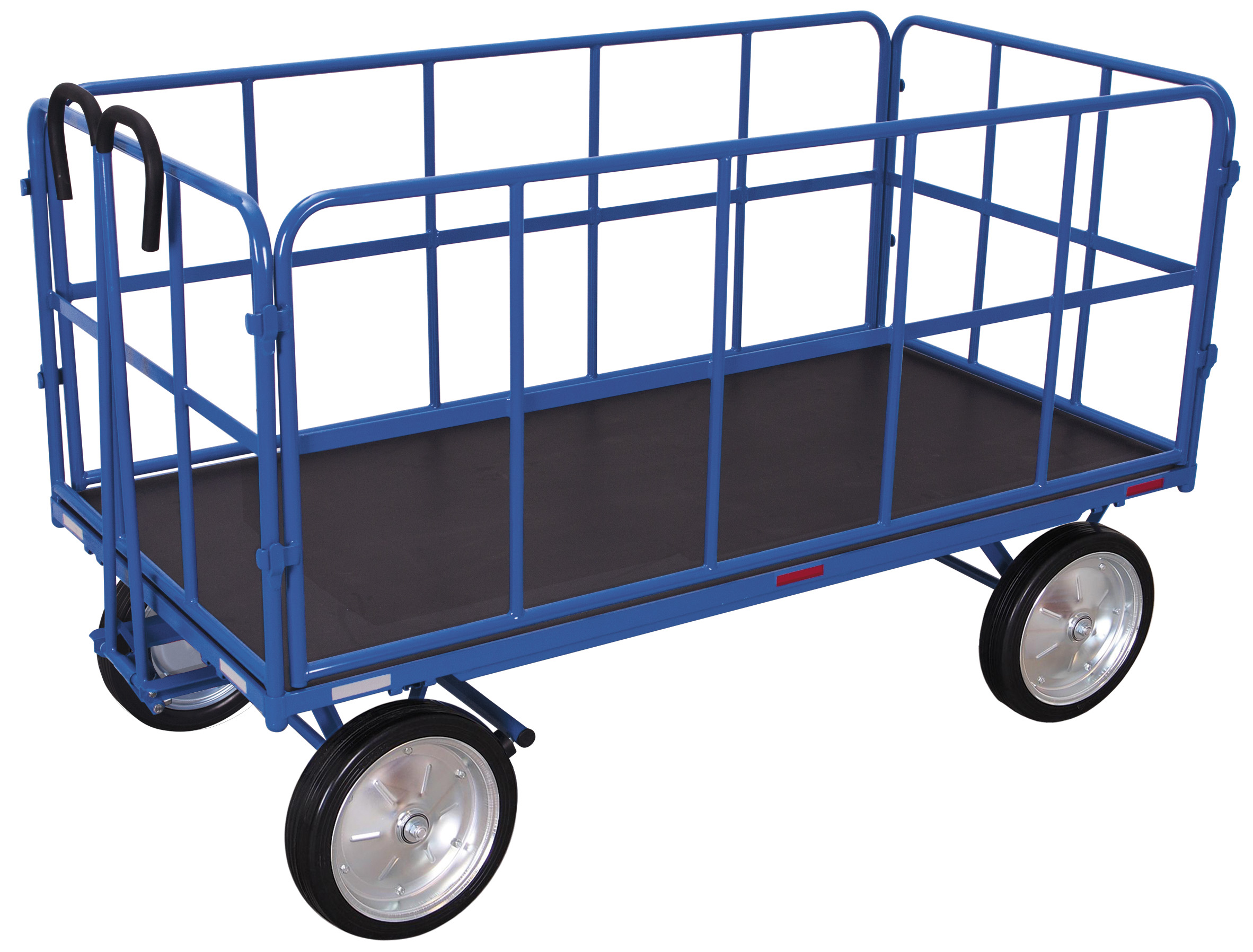 Hand platform trolley with 4 tubular grid side walls Hand platform trolley with 4 tubular grid side walls
