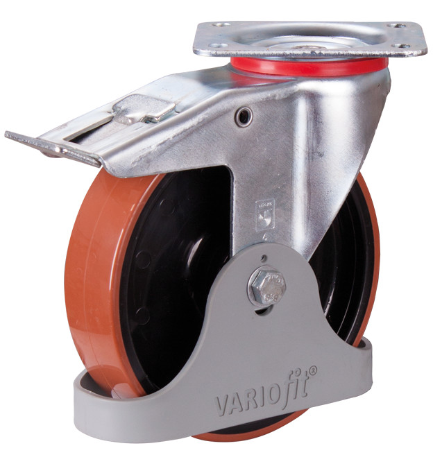Swivel castor with wheel brake 96° Shore A Swivel castor with wheel brake 96° Shore A