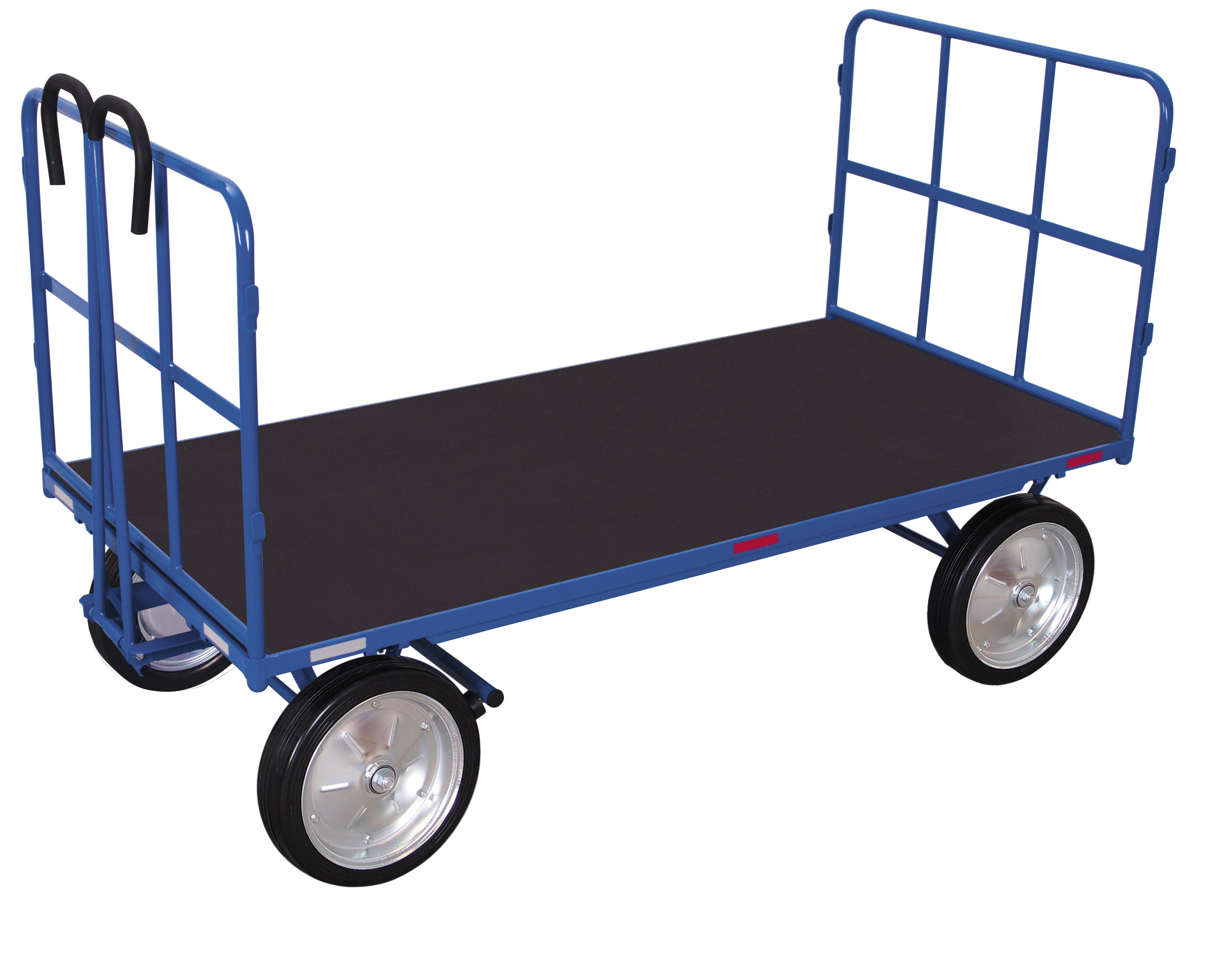 Hand platform trolley with 2 tubular grid side walls Hand platform trolley with 2 tubular grid side walls
