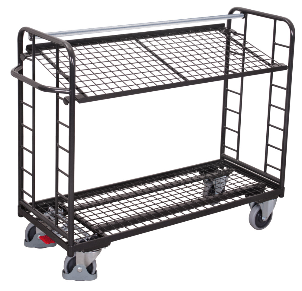 Shelf trolley with 2 mesh shelves